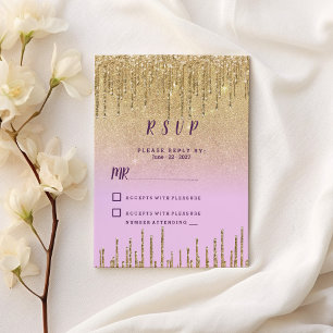 Invitation Lavender or parties scintillant ombre gouttes luxe