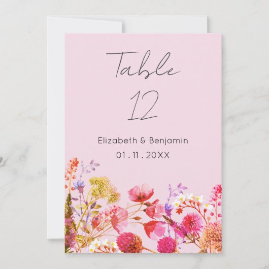 Invitation Lavender Orange Pink Yellow Floral Table Numbers (Devant)