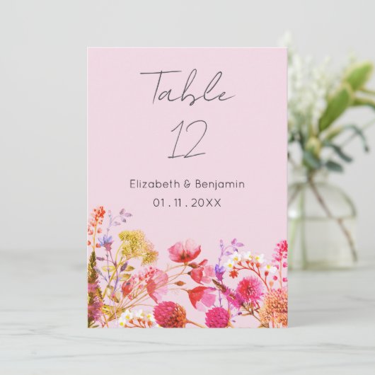 Invitation Lavender Orange Pink Yellow Floral Table Numbers (Debout devant)