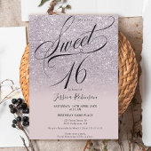 Invitation Lavender parties scintillant ombre chic script vio