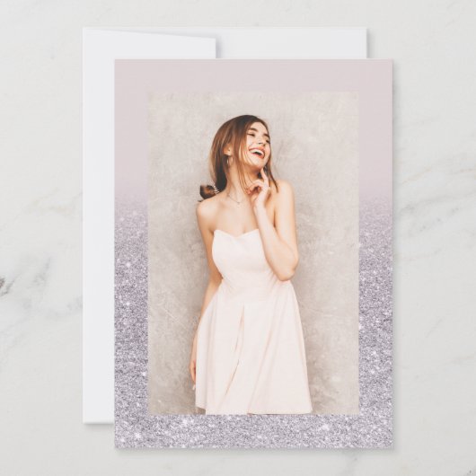 Invitation Lavender parties scintillant ombre chic script vio (Dos)