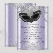 Invitation Lavender Pearl Parties scintillant Purple Masquera (Devant / Derrière)