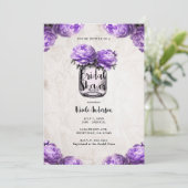 Invitation Lavender Peony Mason Jar Fête des mariées rustique (Debout devant)