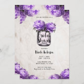 Invitation Lavender Peony Mason Jar Fête des mariées rustique (Devant / Derrière)