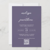 Invitation Lavender Photo Script Monogramme QR Code Mariage (Devant)