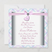 Invitation Lavender Pink Heart Pink Cross First Communion (Dos)