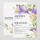 Invitation Lavender pink mint green floral botanical wedding  (Devant / Derrière)