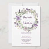Invitation Lavender Plum Purple Creme Floral Mariage Wreath | (Devant)