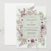 Invitation Lavender Poetic Botanical Wedding (Devant / Derrière)