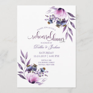Invitation Lavender Poppy Mariage de l'aquarelle