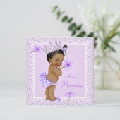 Invitation Lavender Princess Baby shower Afro-Américain (Debout devant)