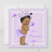 Invitation Lavender Princess Baby shower Afro-Américain (Devant)