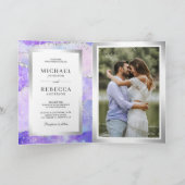 Invitation Lavender Purple Agate Marble QR Code Wedding (Intérieur)