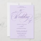 Invitation Lavender Purple all in one calligraphy wedding  (Devant)