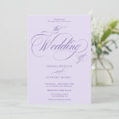Invitation Lavender Purple all in one calligraphy wedding  (Debout devant)