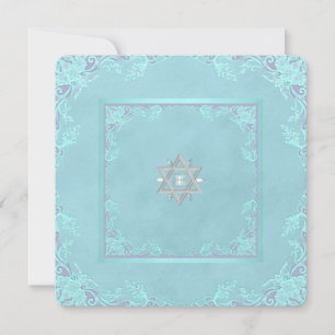 Invitation Lavender Purple and Turquoise Blue Bat mitzvah