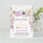 Invitation Lavender & Purple Boho Wild One First Birthday (Debout devant)