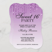 Invitation - Lavender Purple Drip Parties scintill (Devant / Derrière)