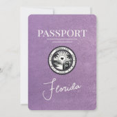Invitation Lavender Purple Florida Mariage Passport (Dos)