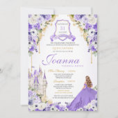 Invitation Lavender Purple Gold Royal Princess Castle Québec (Devant)