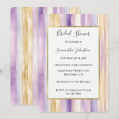 Invitation Lavender Purple Gold Stripes Bridal Shower (Devant / Derrière)