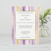 Invitation Lavender Purple Gold Stripes Wedding (Debout devant)