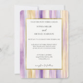 Invitation Lavender Purple Gold Stripes Wedding (Devant)