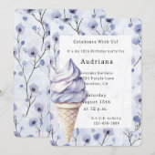 Invitation Lavender Purple Ice Cream Cones Floral Anniversair (Devant / Derrière)