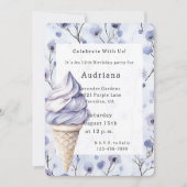Invitation Lavender Purple Ice Cream Cones Floral Anniversair (Devant)