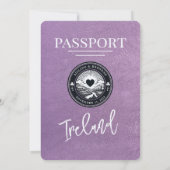 Invitation Lavender Purple Irlande Mariage de passeport (Dos)