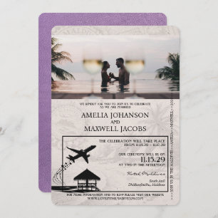 Invitation Lavender Purple Maldives Passport Mariage