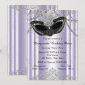 Invitation Lavender Purple Masquerade (Devant / Derrière)