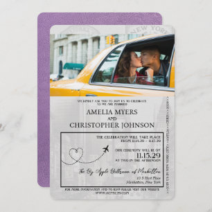 Invitation Lavender Purple New York City Passport Mariage
