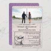 Invitation Lavender Purple Paris Passport Mariage (Devant / Derrière)