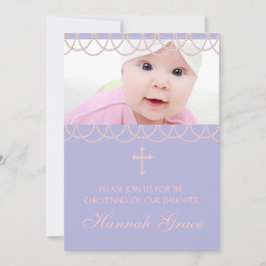 Invitation Lavender Purple Pearl Cross (Devant)
