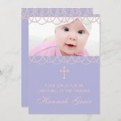 Invitation Lavender Purple Pearl Cross (Devant / Derrière)