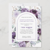 Invitation Lavender Purple Peonies Mariage frontière ovale |  (Devant)