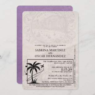 Invitation Lavender Purple Puerta Vallarta Mariage de passepo
