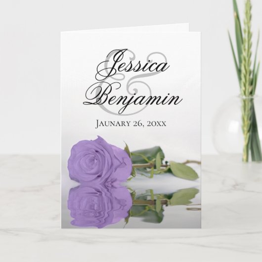 Invitation Lavender Purple Rose Classy Romantic Photo Mariage (Devant)