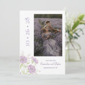 Invitation Lavender Purple Rose Wedding Save the Date (Debout devant)