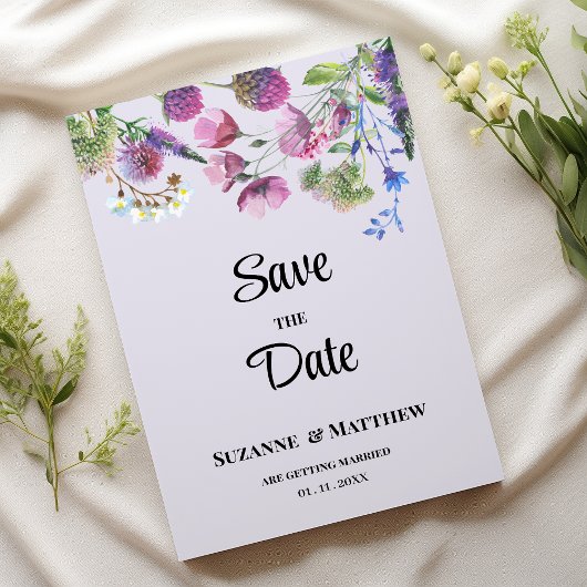 Invitation Lavender purple wildflower spring Save the Date