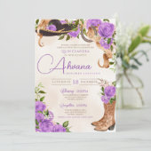 Invitation Lavender Quinceanera violet Rose Charro Ouest (Debout devant)