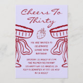 Invitation Lavender & Red Cheers to Thirty Vintage Birthday (Devant)