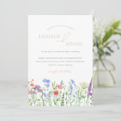 Invitation Lavender Red Poppies Bluebells Mariage Fleur sauva (Debout devant)