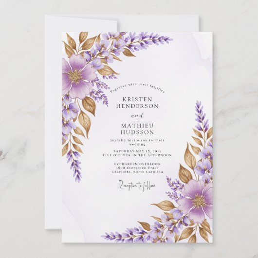Invitation Lavender Refined Botanical Wedding (Devant)