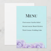 Invitation Lavender Rose Wedding Menu Card (Devant / Derrière)