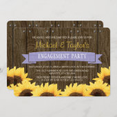 INVITATION LAVENDER RUSTIC SUNFLOWER ENGAGEMENT (Devant / Derrière)