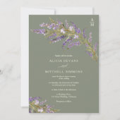 Invitation Lavender Sage Hand Painted Floral wedding  (Devant)