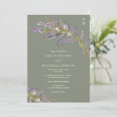 Invitation Lavender Sage Hand Painted Floral wedding  (Debout devant)