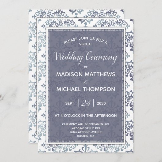 Invitation Lavender Sage Mariage virtuel Mariage Livestream (Devant / Derrière)